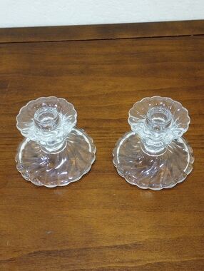 Fostoria Colony Swirl Crystal Candle Holders, Set Of 2 - Vintage!